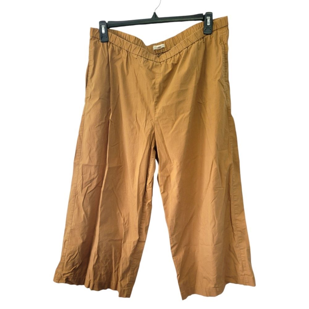 Eileen Fisher Organic Cotton Tan Wide Leg Cropped Pants Size XL